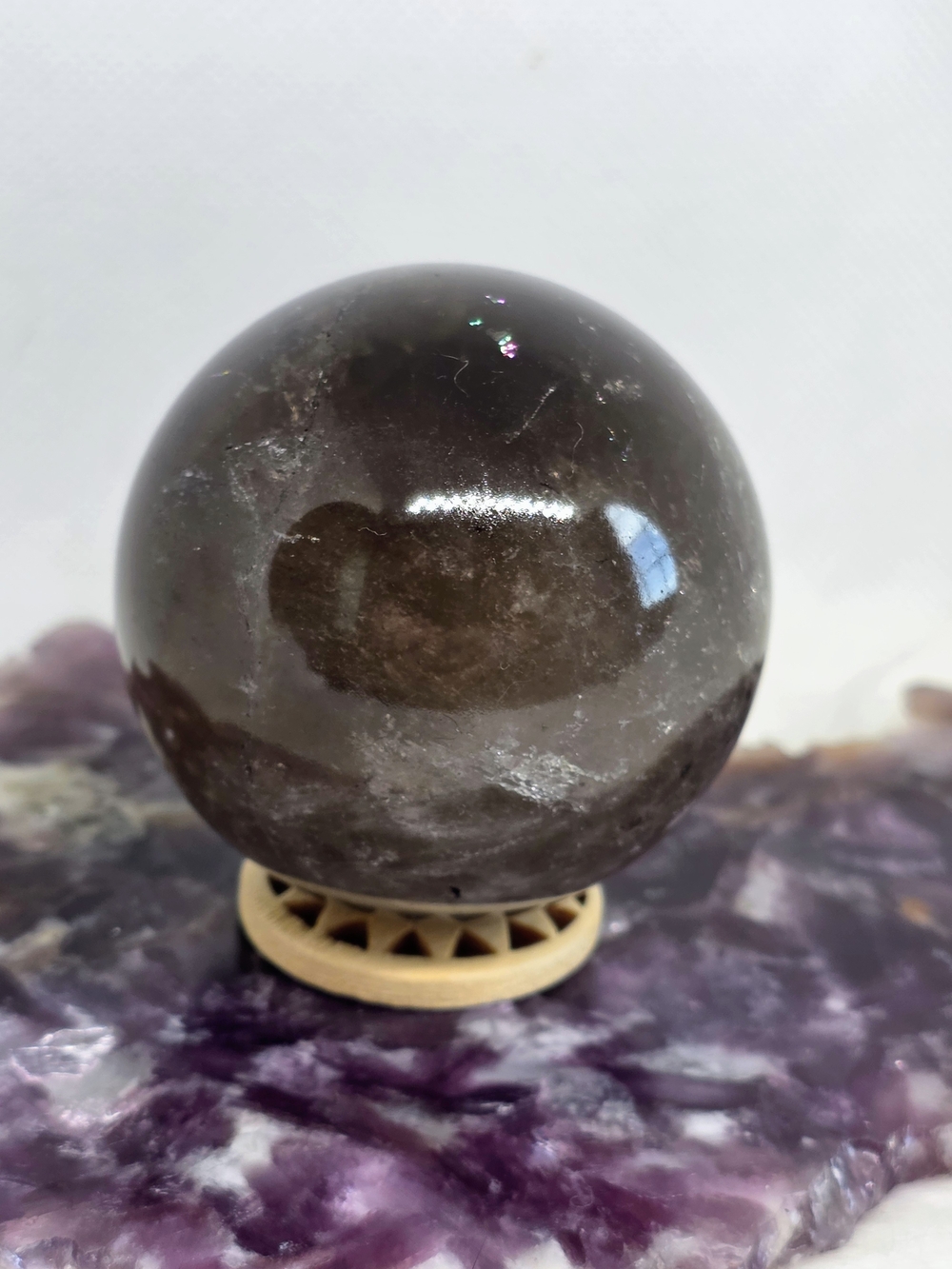 Natural Smoky Quartz Sphere | Crystal Ball with Internal Inclusions